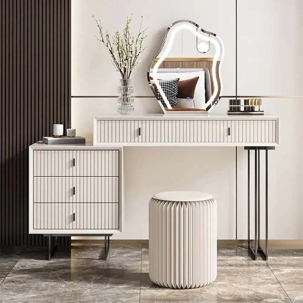 Luxury Fluted Vanity Table with Mirror furniture design in the dressing table collection