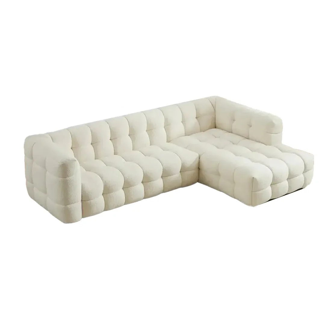 Plush Tufted Cloud sofa - L Shape Sofa white background