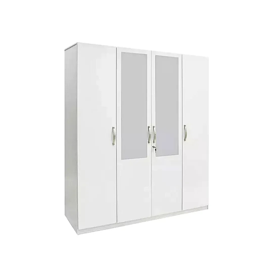 Modern Elegance 4-Door Wardrobe with Mirror - Wardrobe side view