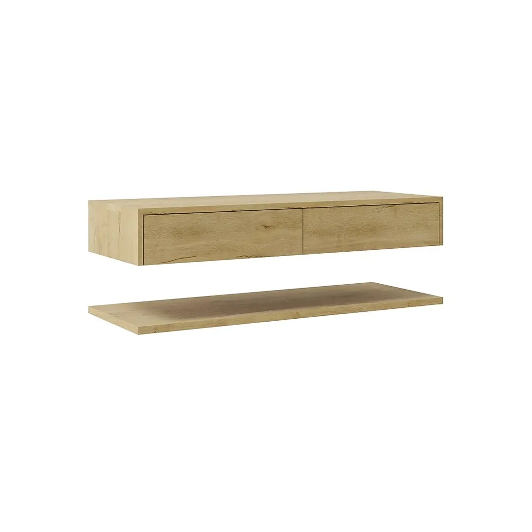 Countertop Bathroom Vanity with Drawer & Shelf - bathroom furniture side full view
