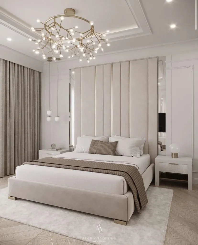 Fabric Vertical strip Wall panel furniture design in the head board collection