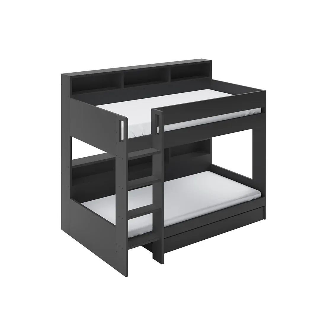 Multifunctional Kids Bunk Bed with Storage & Shelves - Bunk Bed top view