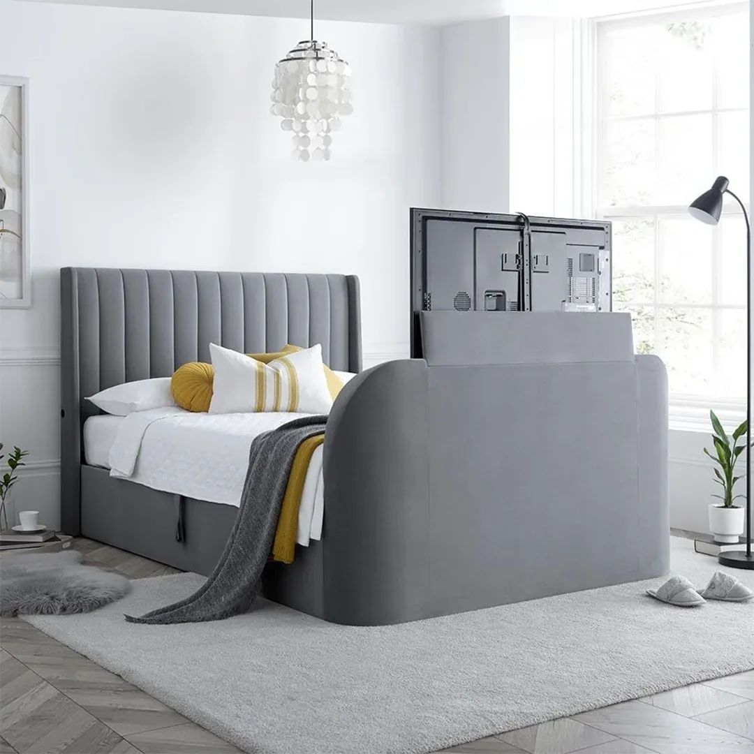 Radiance TV Bed, tufted smart tv bed