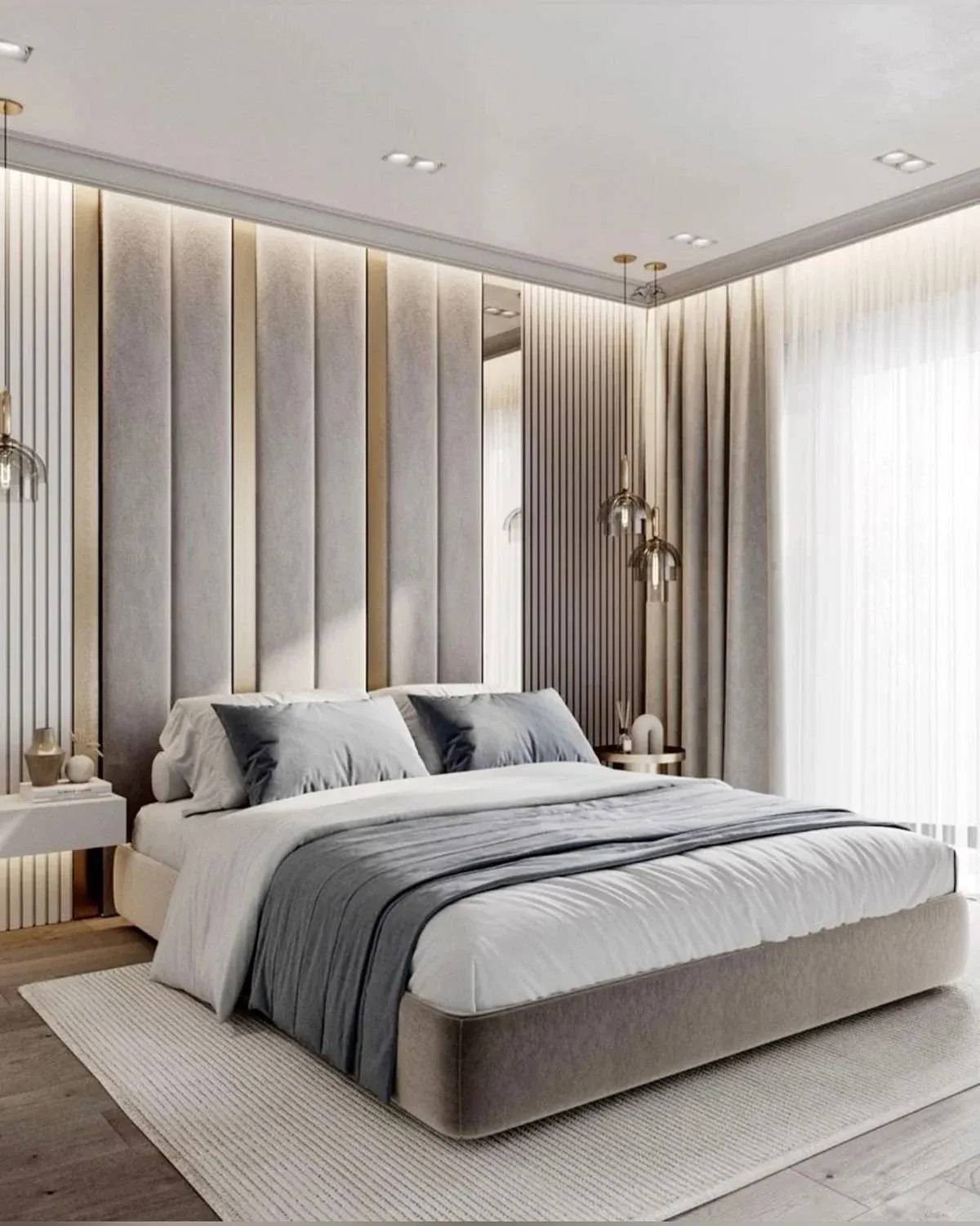Golden Strip Elegant Wall Panel furniture design in the head board collection