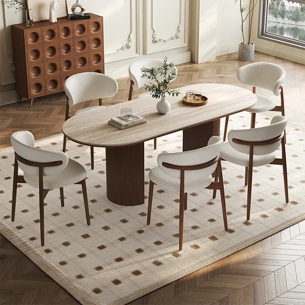 Scandinavian Dining Table with 6 Upholstered Chairs furniture design in the dining table collection