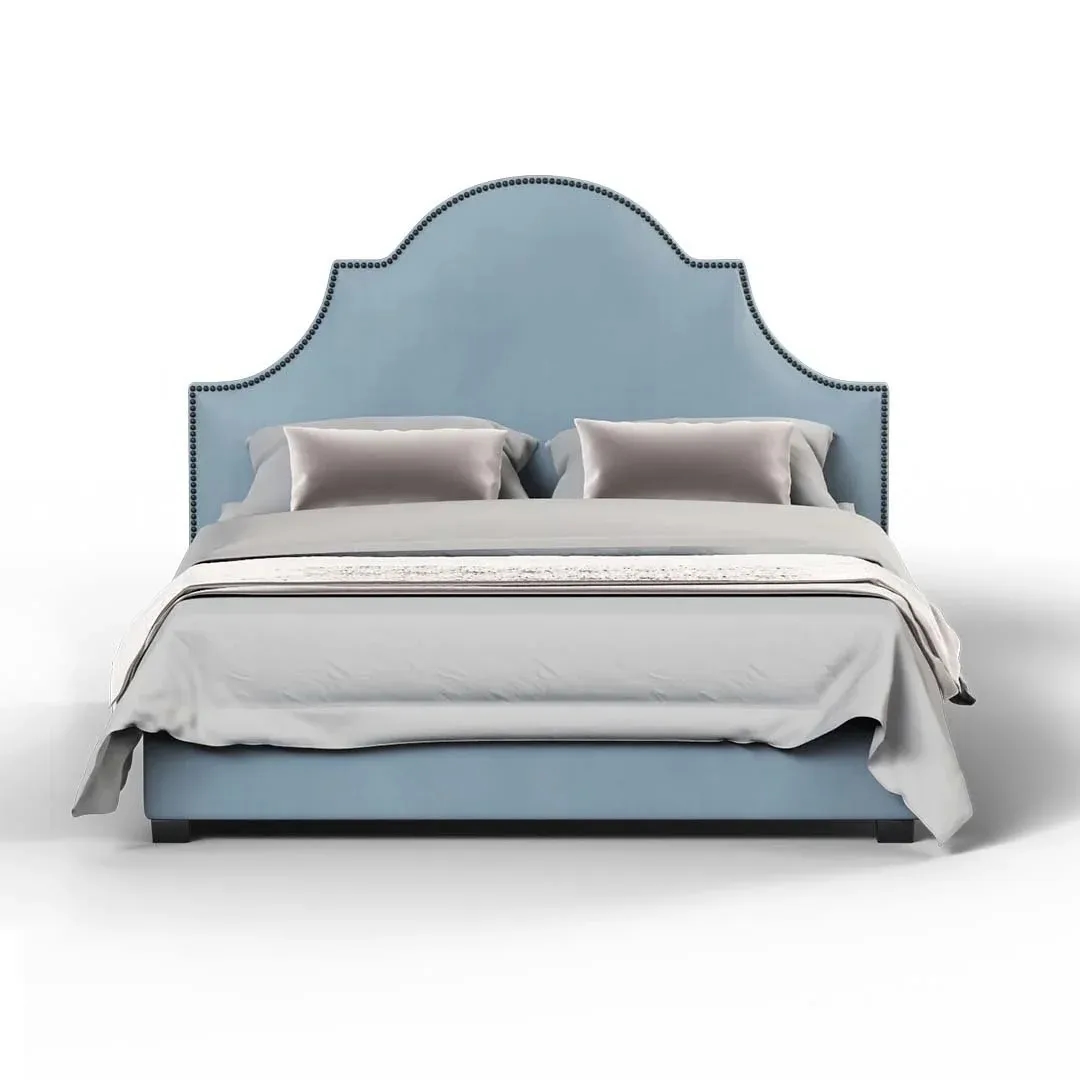 Elara Upholstered Bed with Nailhead Trim – Beds front thumbnail
