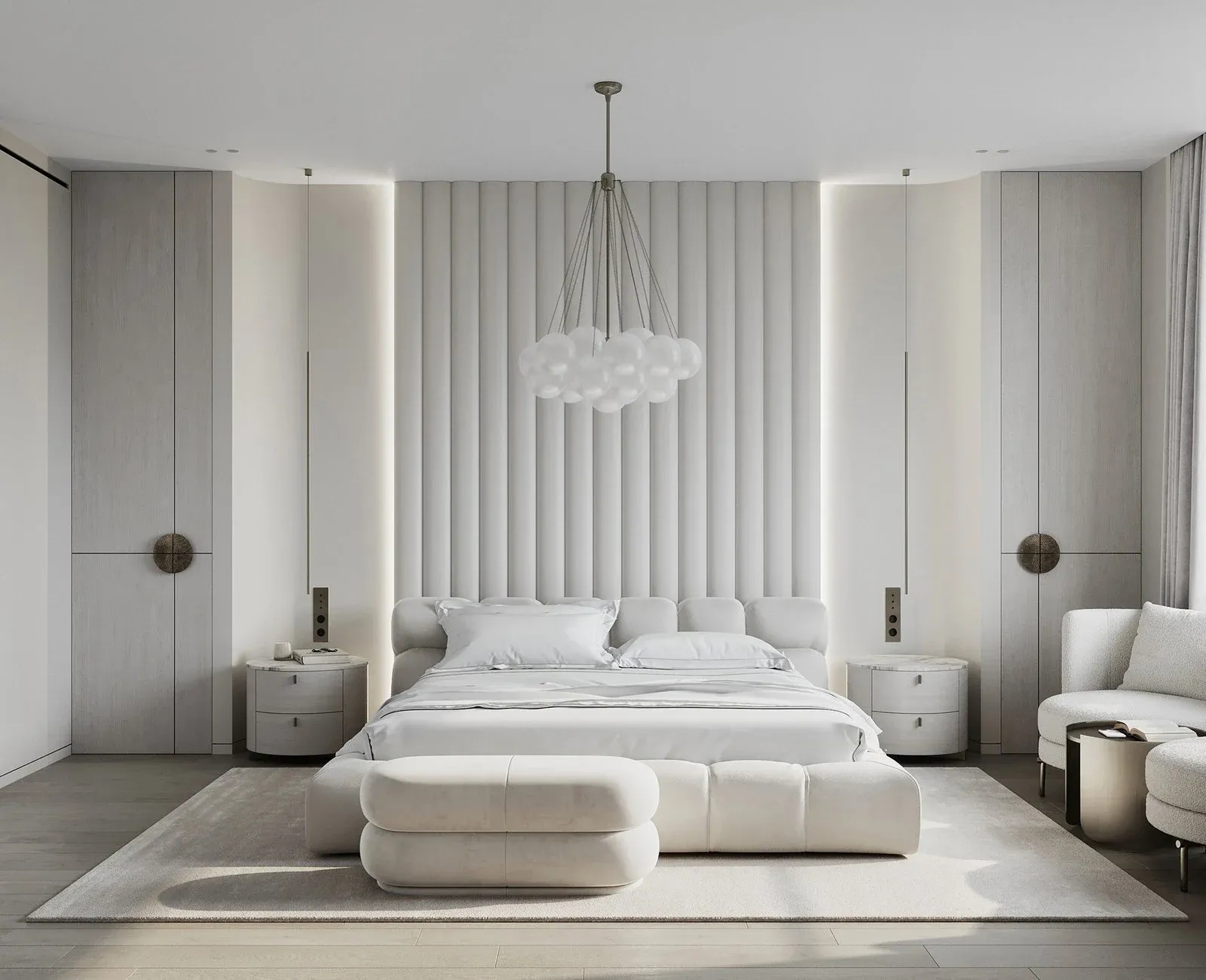 Elegant wall panel furniture design in the head board collection