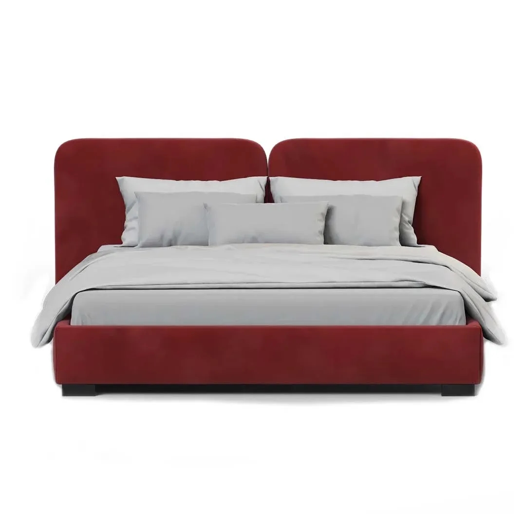 Chloe Velvet Upholstered Bed sideboard view – Beds front view
