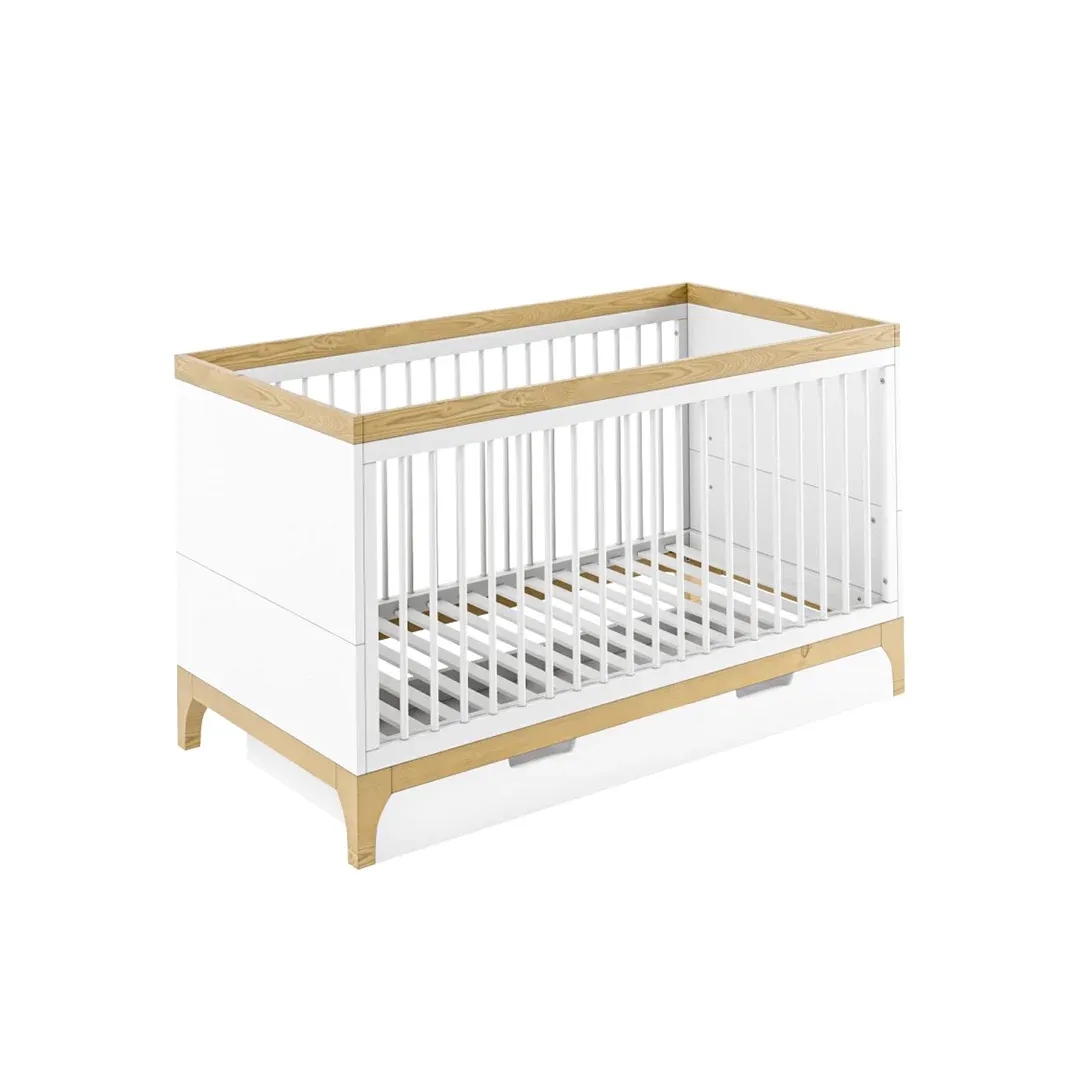Baby Crib with Under-Bed Storage Drawer - B aby Crib side view 1