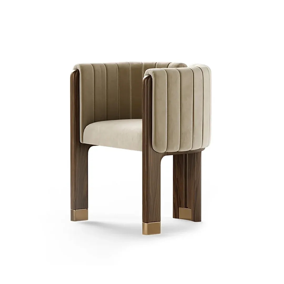 Modern Barrel Accent Chair – Channel Tufted Lounge Chair - Arm chair chair side main view