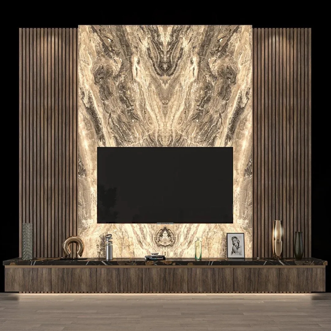 Modern Minimalist LED TV Wall Panel Unit- Tv unit Front view