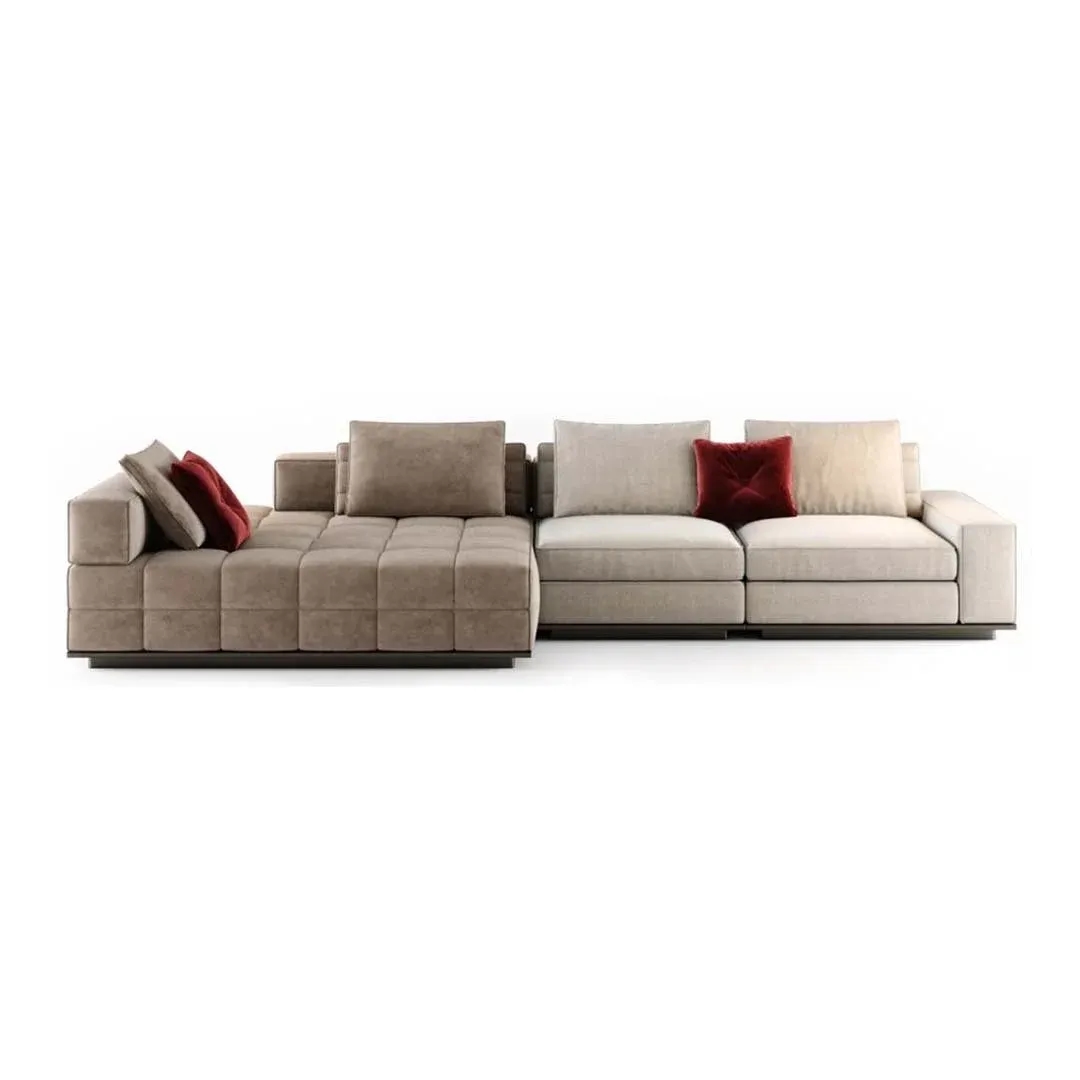 Aura Modular Velvet Sectional Sofa L shape Sofa front view