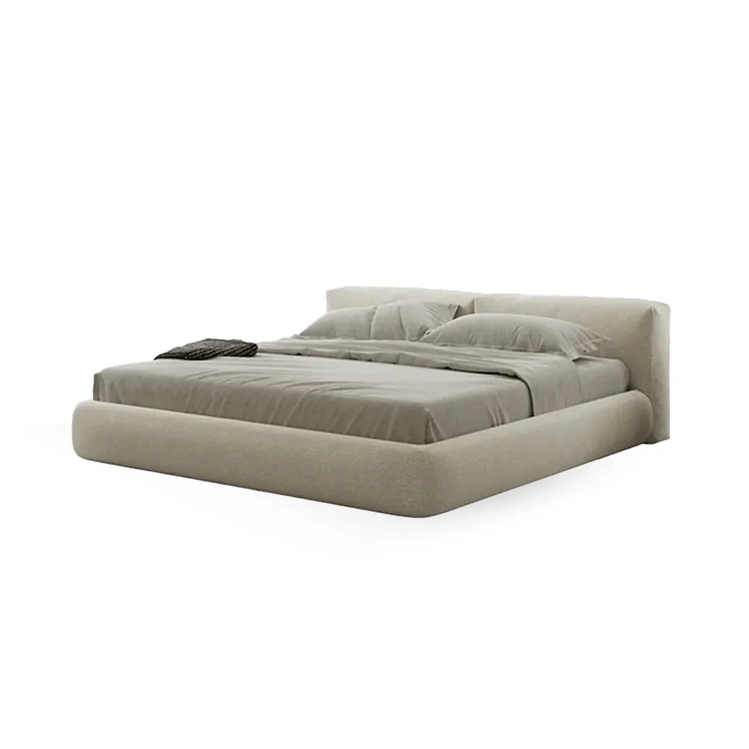 Contemporary Rectangular Headboard Bed Frame - beds side main view