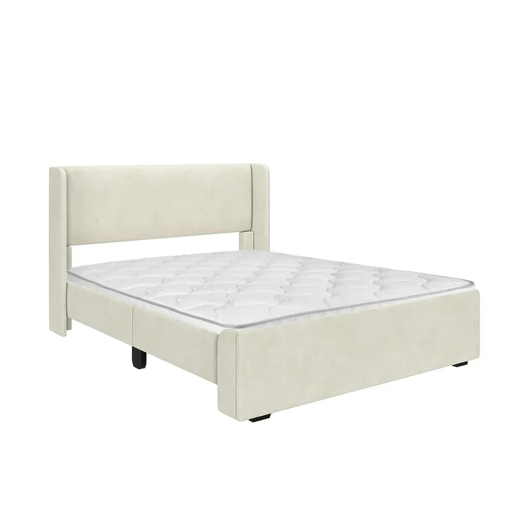 Kids Upholstered Single Bed with Padded Headboard- Single Bed sideview
