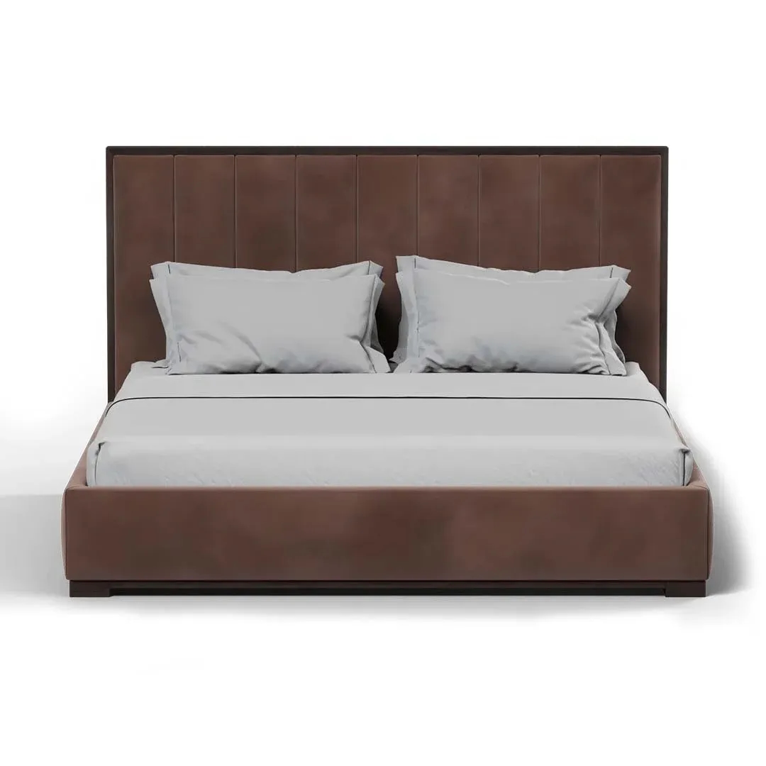 Ava Vertical Panel Velvet Bed – Beds front view