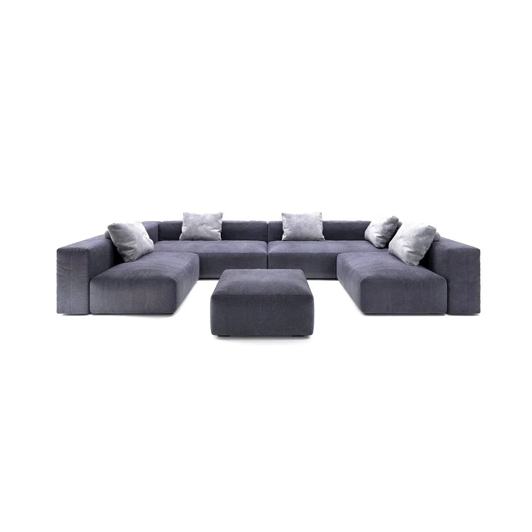 Majlis Style Modular Sectional Sofa - Sectional sofa front ottoman view