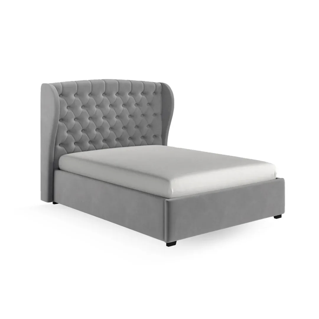 LuxeWing Tufted Wingback Bed Frame - beds side main view