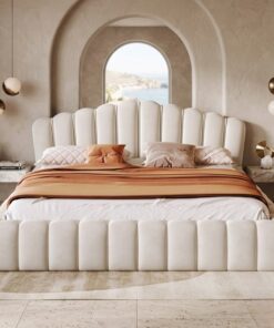 Channel-Tufted Upholstered Bed Frame | Elegant Vertical Stitch Headboard | King/Queen/Single