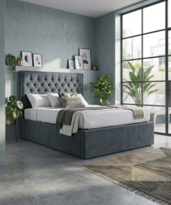 Classic Diamond-Tufted Ottoman Bed | Neutral Upholstery & Hidden Storage | King/Queen