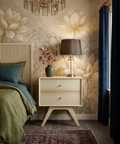 Cream Mid-Century Nightstand | Splayed Legs & Subtle Wood Grain | 2-Drawer | UAE