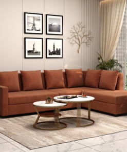 Large 6-Seater L-Shaped Sectional Sofa | Extended Chaise | Custom Fabric & Size