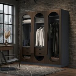 Modern 3-Door Sliding Wardrobe with Internal Drawers | High-Gloss Finish | Custom Size