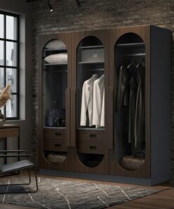 Modern 3-Door Sliding Wardrobe with Internal Drawers | High-Gloss Finish | Custom Size