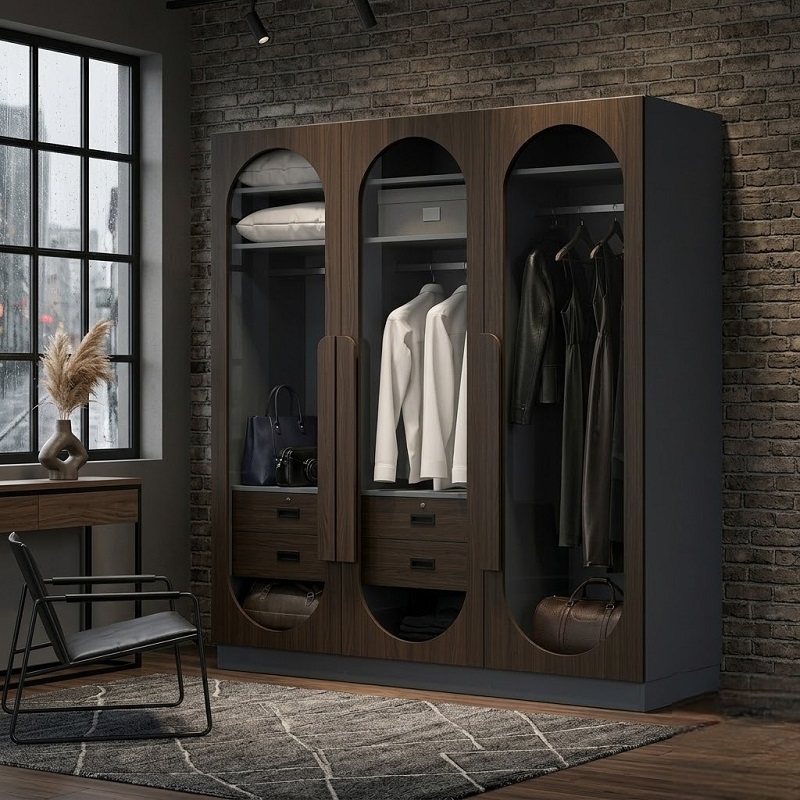 Modern 3-Door Sliding Wardrobe with Internal Drawers | High-Gloss Finish | Custom Size