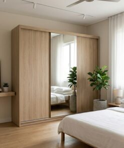 Modern 3-Door Wardrobe with Full-Length Mirror | Sliding Doors | Custom Size | UAE