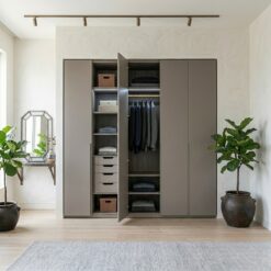 Modern 4-Door Freestanding Wardrobe | Matte Finish with Internal Drawers | Custom Size | UAE