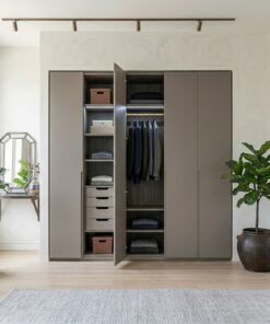 Modern 4-Door Freestanding Wardrobe | Matte Finish with Internal Drawers | Custom Size | UAE
