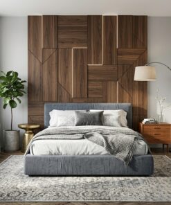 Modern Upholstered Platform Bed | Padded Headboard | King/Queen/Single | UAE
